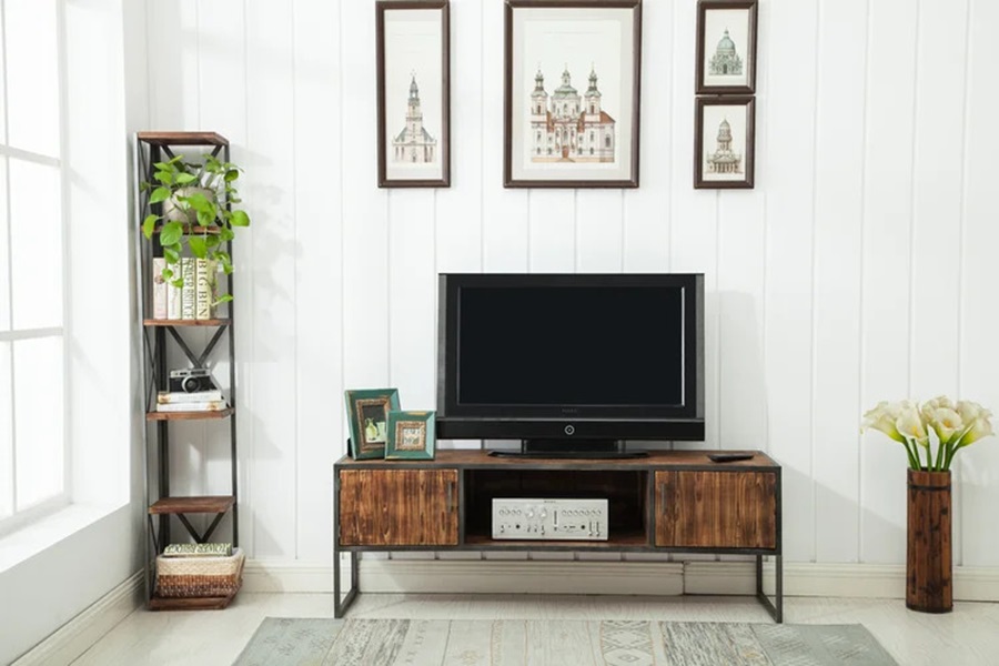 how to decorate wall behind tv stand