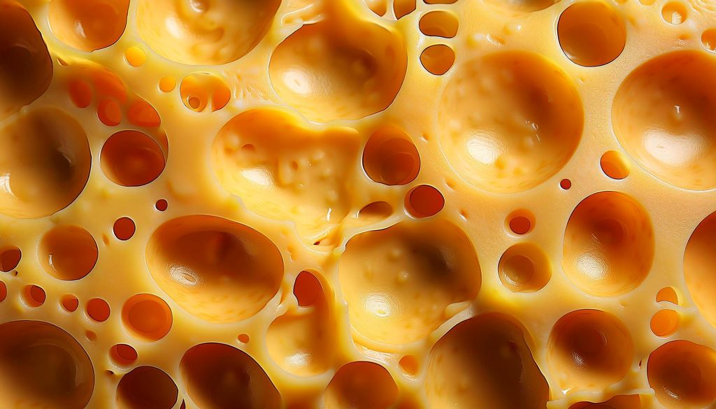 A close-up shot of pule cheese's texture, showing its dense and flaky consistency