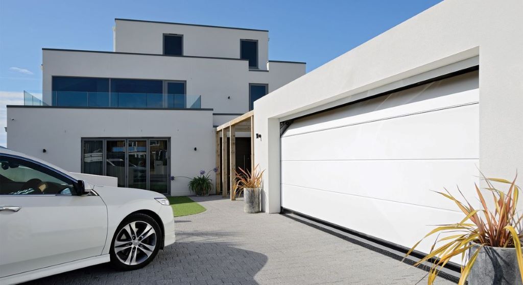 Modern smart garage door with Wi-Fi opener and sleek UK home exterior