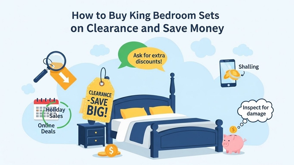 Discounted king size bed frame and dresser set