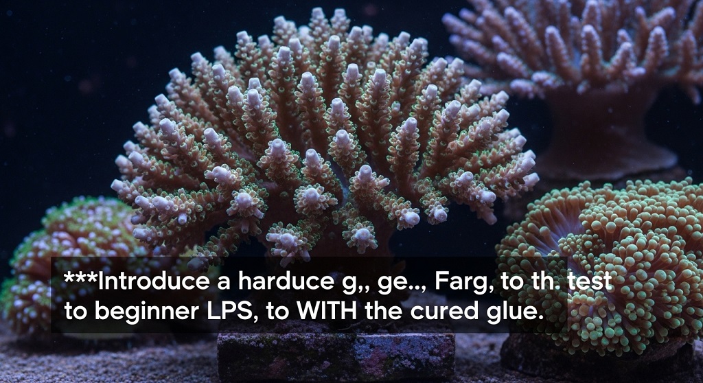 Applying reef safe aquarium glue to coral frag plug on live rock