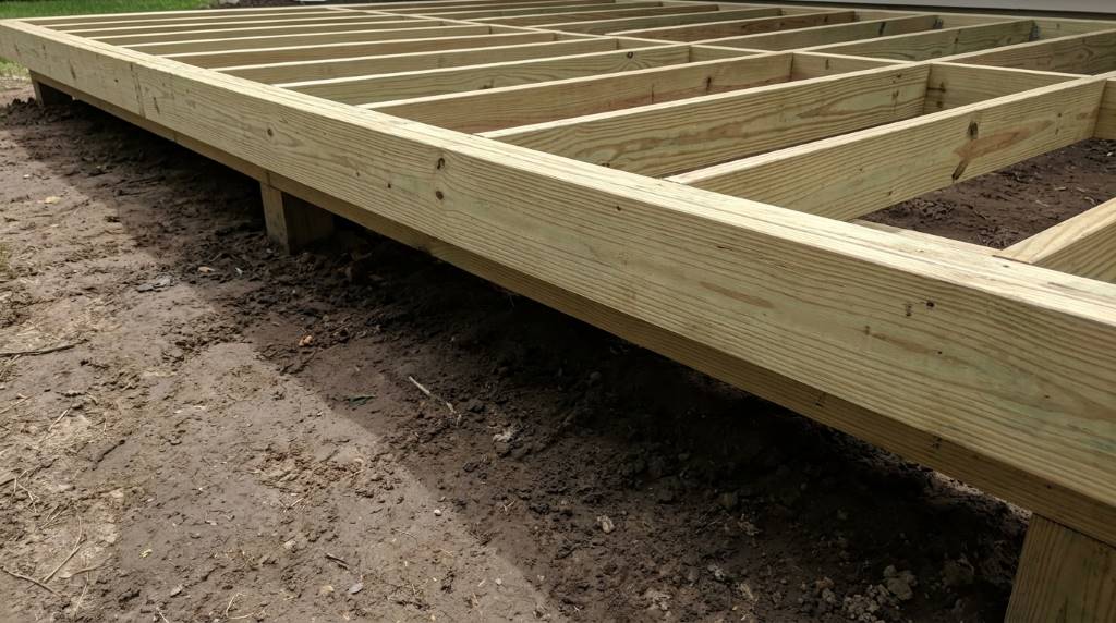 Raised platform with moisture protection system in Miami backyard