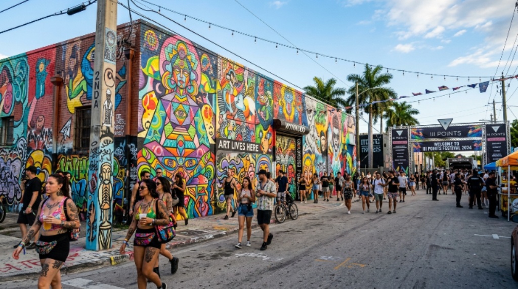 Wynwood arts district street murals near the III Points Festival venue