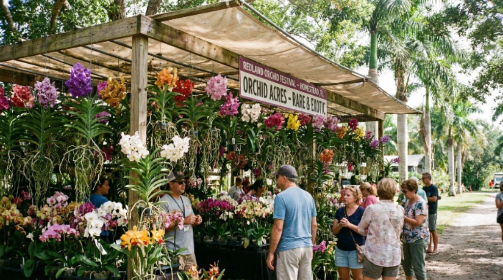 Orchid vendor booth at Redland International Orchid Festival Homestead Florida